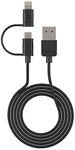 Cellet 2 in 1 Micro USBPlusLightning Charging Data Sync Cable (Apple MFI Certified), Black