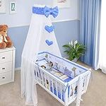 Baby Kids Canopy Bed Tent Drape Hung Dome Mosquito Net with Holder to Fit Crib Curtains for Children Nursery Decoration (Safari Blue)