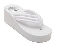 ANBOVER Womens High Wedge Beach Sandals Summer Thong Flip Flops Platform, White, 8