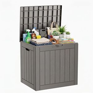 ROJIK Outdoor Storage Housing Deck Box-Waterproof Patio Furniture,Garden Tools,Cushions,Pool Accessories Storage Waterproof Resin Box with Capacity (30 Gal Grey)
