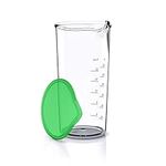 Arendo - Measuring jug 600 ml with Measurements displayed, Mixing Jug, Blender Beaker with Green lid, 20 oz, Transparent Measuring Cup, Ideal for Hand Blender and Handheld Milk frother, Plastic