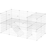 SONGMICS 2-Floor Metal Pet Playpen, 36 Grid Panels, Customisable Cage Enclosure for Small Animals, Guinea Pigs Hamster Runs, Rabbit Hutches, Includes Mallet, Indoor Use, 143 x 73 x 71 cm, White LPI02W