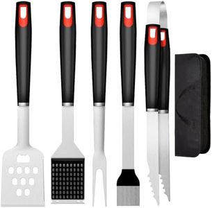 BBQ Tools Set, More Heavy Duty 6-in-1 BBQ Utensil Set, More Longer Professional Stainless Steel Grill Accessories Barbecue Tool Set, Portable BBQ Kit with Storage Bag, Utensils Gifts for Men Women