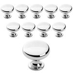 Probrico 10 Pieces Solid Cabinet Door Knob Dresser Handle Mushroom Wardrobe Pull Diameter 30mm Polished Chrome