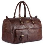 The Clownfish Unisex Crocodile Leatherette 34 LTR Soft Sided Travel Duffle Bag (Dark Brown)