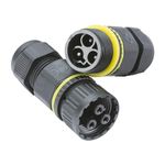 Knightsbridge JB0011 Weatherproof IP68 (@2bar) Plug and Socket Inline Cable Connector, 3-Pole, rated to 16 A,Black