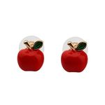 CENWA Tiny Red Apple Earrings Teacher Appreciation Gift Teacher Jewelry Teacher Gift Teachers Day Gift Teacher Retirement Gift, Metal