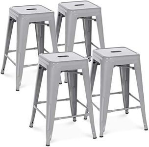 Best Choice Products 24in Indoor Outdoor Stackable Backless Counter Bar Stools, Silver