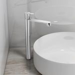 Plantex Pure Brass High Neck Pillar Cock Water Tap with Teflon Tape| Tabletop Wash Basin Tap with 7 Year Warranty (FLO-804-Mirror Chrome)