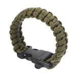 PATIKIL Survival Paracord Bracelets, Braided Parachute Bracelet with Plastic Buckle Party Favors Camping Gifts Outdoor Wraps for Men, Dark Green