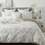 FADFAY Black and White Floral Bedding Vintage Sunflower Duvet Cover Shabby Floral Farmhouse Bedding 100% Cotton Comforter Cover Set with Hidden Zipper Closure 3Pcs, King/California King Size