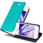 cadorabo Book Case works with Apple iPhone 4 / iPhone 4S in PETROL TURQUOISE - with Magnetic Closure, Stand Function and Card Slot - Wallet Etui Cover Pouch PU Leather Flip