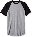 Soffe Men's Short Sleeve Baseball Tee, Athletic Oxford/Black, Medium