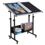 Becko US Jigsaw Puzzle Table Puzzle Board with Cover Puzzle Easel Tilting Table with Height Adjustment for Up to 1500 Pieces, Enclosed with 4 Wheels (Gray)