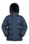 Mountain Warehouse Snow Padded Kids Jacket - Water Resistant Coat with Fleece Lined Hood, Adjustable Cuffs & Side Pockets - For Winter, Walking, Travel & Outdoors Dark Blue Kids Size 9-10 Years