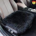 Sisha-A Sheepskin Seat Cushion Cover Winter Warm Natural Wool Car Seat Covers Universal Fit for Most Car, Truck, SUV, or Van Front Black