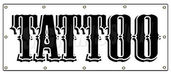 48"x120" Tattoo Banner Sign Shop Artist Signs Gun neon Piercing