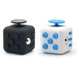 Appash Fidget Cube 2PCS Stress Anxiety Pressure Relieving Toy Great for Adults and Children[Gift Idea][Relaxing Toy][Stress Reliever][Soft Material](1Black&1WhiBlu)