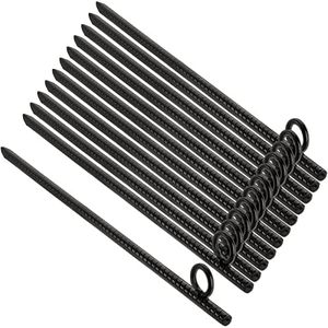 ZOOFOX 12 Pack 17 Inch Black Ground Anchor, Heavy Duty Steel Rebar Stakes with Loop, Reusable Tent Stakes for Outdoor Camping