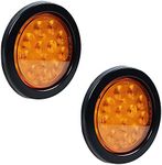 Astra Depot 2X Amber 4" Round 12-LED Tail Turn Signal Lights Wiring Plug for Truck Trailer RV