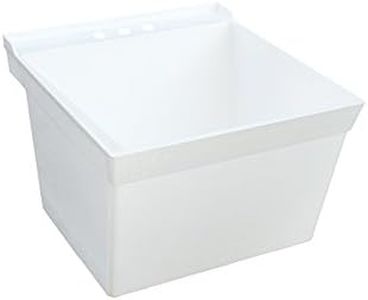 Swan MF0000WM.001 Veritek Single Bowl Wall Mount Laundry Tub, 23.375-in L X 21.625-in H X 13.25-in H, White