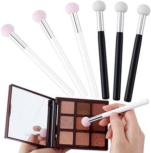 PAGOW 6 Pcs Sponge Makeup Applicator With Handle, Sponge Eyeshadow Applicators Makeup, Washable Eyeshadow Sponge Brush, 4.5 inch Cotton Eye Makeup Eyeshadow Brushes for Women Girls (3PCS Each Color)