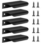 KALIONE 5 Pack Black Finger Edge Pulls for Cabinets Aluminum Drawer Pulls Kitchen Cabinet Handles Concealed Tab Pulls for Closet Door 3.15inch 80mm Brushed Brass(Black)