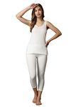 Wearslim® Women’s Cotton Thermal Underwear Set, Thermal Sleeveless Camisole and Pant Set, Round Neck Tank Tops & Bottom Soft Warmer - White (Medium)