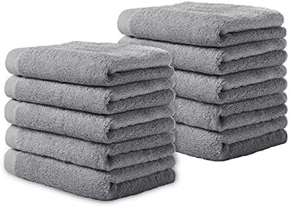 Yoofoss Luxury Washcloths Towel Set 10 Pack Baby Wash Cloth for Bathroom-Hotel-Spa-Kitchen Multi-Purpose Fingertip Towels & Face Cloths Light Grey