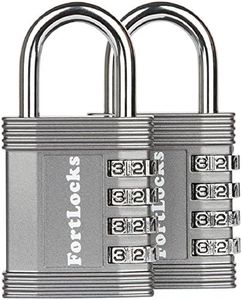 FortLocks Padlock - 4 Digit Combination Lock for Gym Outdoor & School Locker, Fence, Case & Shed – Heavy Duty Resettable Set Your Own Combo – Waterproof & Weatherproof (2 Pack - Silver)