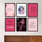 ARTELLY Makeup Set Quotes Salon Art Framed Wall Posters/Paintings with Frame - Studio Photo Frames Decoration Items - Women Beauty Parlour Theme Combo (Set of 6) (13x17 inch, Quote 1)