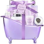 Spa Gift Basket for Women - Lavender Bath Sets for Women Gift 8Pcs Aromatherapy Home Spa Kit with Shower Gel, Shampoo, Jojoba Body Oil, Bath Bomb, Soy Candle & More, Relaxing Gifts for Her Mothers day