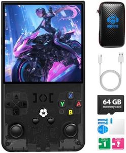 R36MAX Retro Handheld Game Console,64GB Open Source System Support 30+ Emulator Console,4.0 Inch IPS Screen Retro Gaming Console,4000mAh Battery,Handheld Video Game Console-Transparent Black