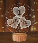 I Love You 3D Night Light LED Illusion Heart Table Lamp for Her Girls Wife Anniversary Romantic Holiday Valentine's Day Gifts