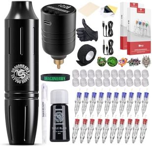 Dragonhawk Wireless Tattoo Kit Tattoo Pen Machine Gun Kit B2 Tattoo Battery Power Supply Tattoo Cartridges Needles Black Color Ink Set