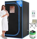 SereneLife Portable Sauna for Home, Steam Sauna Tent with 4L Steamer, Folding Sauna Chair, Compact Personal Detox Sauna, Remote Control in-Home Spa, 71" x 35" - inch (Black)