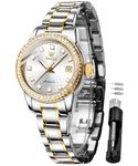 OLEVS Ladies Diamond Watches Automatic Mechanical Luxury Dress Classic Self Winding Stainless Steel Wrist Watch for Women