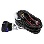 LITEWAY One-To-Two Universal LED Light Wiring Harness Kits with 24V/40A Relay ON-OFF Blue Laser Rocker Switch Weatherproof(2 Lead 12ft)