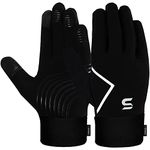 Kids Running Sports Gloves Cycling Boys Winter Touch Screen Thermal Children Girls Windproof Outdoor Anti-slip Gloves Warm Bike Riding Football Walking Ski Ages 4-12 (L (10-12 Years), Black)