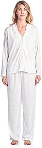 Casual Nights Women's Long Sleeve Floral Lace Trim Pajama Set - White - XX-Large