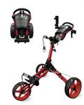 Caddytek Caddylite Compact 3 Wheel Golf Push Cart | One Click Folding Design, Smallest Folded Footprint, 32" Wide Wheelbase with Convenient Handbrake