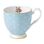 Royal Albert Modern Vintage 40002394 Footed Mug 0.3ltr, Polka Blue, Fine Bone China