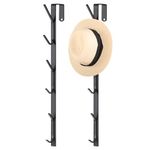 Tandefio 2 Pack Over The Door Hook Door Hanger Comes with 6 Hooks from Large to Small 14'' Metal Over The Door Hooks Hanger for Hats, Coat, Scarf, Purse, Bags, Scarf, Keys and More (Black)