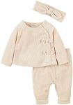 Mud Pie Baby Girls Velour Outfit Set, Ivory, 12-18 Months