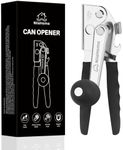 NileHome Commercial Can Opener, Heavy Duty Stainless Steel Manual Can Opener with Extra-Long Handles, Ideal for Large Cans and Senior-Friendly Design, Black