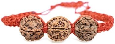 PANAKUMUS Natural Nepali Rudraksha Bracelet For Unisex Helps the wearer to Gain Good Health and peace (3 Mukhi), One Size, Natural 3,4,5 mukhi rudraksha Beads, Rudraksha