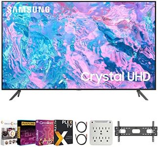 SAMSUNG UN43CU7000 43 inch Crystal UHD 4K Smart TV Bundle with Premiere Movies Streaming + 37-100 Inch TV Wall Mount + 6-Outlet Surge Adapter + 2X 6FT 4K HDMI 2.0 Cable (2023 Model)