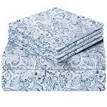 HOMEIDEAS Printed Queen Size Bed Sheets - 6 Piece Set (Blue Paisley) - Extra Soft Brushed Microfiber 1800 Bedding Pattern Sheets, Deep Pocket, Wrinkle & Fade Free