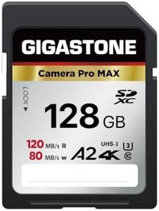 Gigastone 128GB SD Card, 4K Camera Pro MAX, A2 4K SDXC Memory Card High Speed 4K Ultra HD UHD Video Compatible with Canon Nikon Sony Pentax Kodak Olympus Panasonic Digital Camera, with 1 Mini case