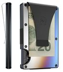 The Ridge Minimalist Slim Wallet for Men - RFID Blocking Front Pocket Credit Card Holder - Aluminum Metal Small Mens Wallets with Money Clip (Mountain Ridge, Burnt Titanium)